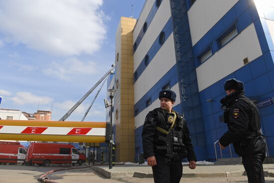 Fire at Persei shopping mall in Moscow
