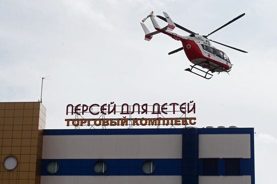 Fire at Persei shopping mall in Moscow