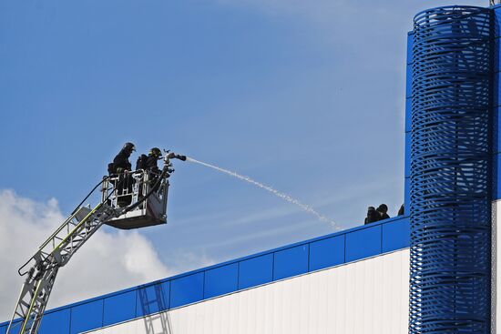 Fire at Persei shopping mall in Moscow