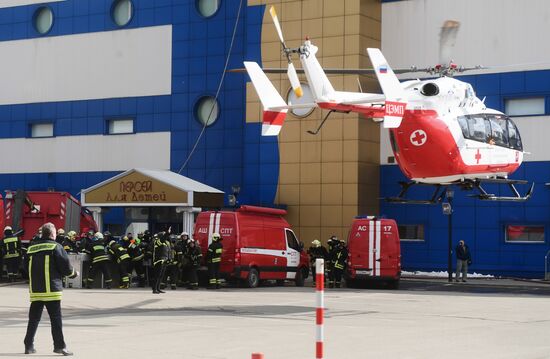Fire at Persei shopping mall in Moscow