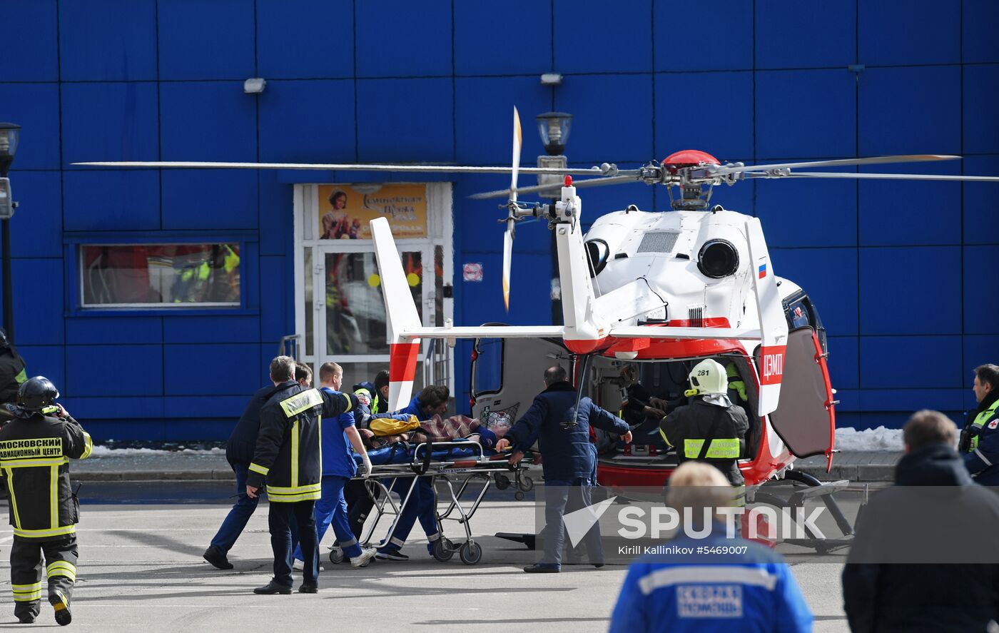 Fire at Persei shopping mall in Moscow