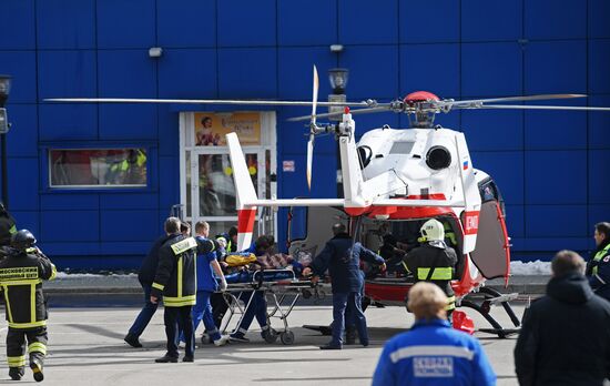 Fire at Persei shopping mall in Moscow