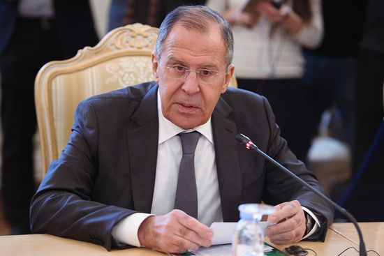 Meeting of Russian and Chinese Foreign Ministers Sergei Lavrov and Wang Yi