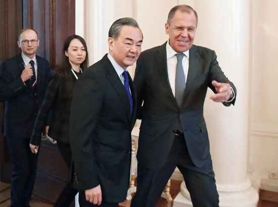 Meeting of Russian and Chinese Foreign Ministers Sergei Lavrov and Wang Yi
