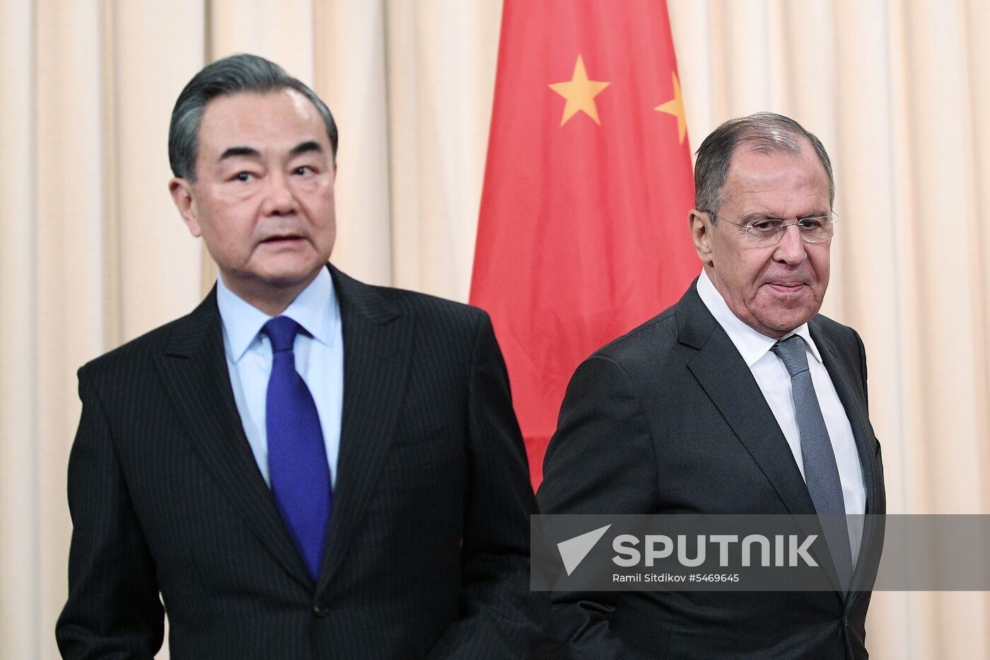 Meeting of Russian and Chinese Foreign Ministers Sergei Lavrov and Wang Yi