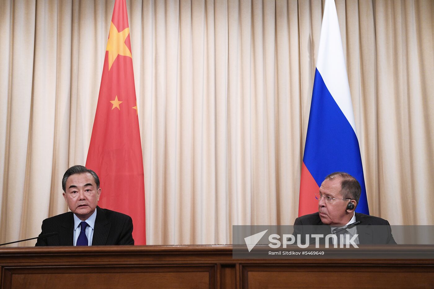 Meeting of Russian and Chinese Foreign Ministers Sergei Lavrov and Wang Yi