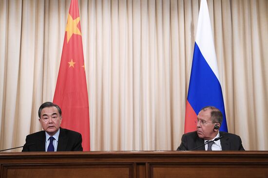 Meeting of Russian and Chinese Foreign Ministers Sergei Lavrov and Wang Yi