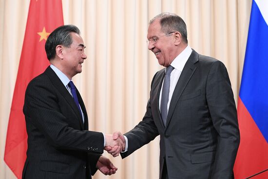 Meeting of Russian and Chinese Foreign Ministers Sergei Lavrov and Wang Yi