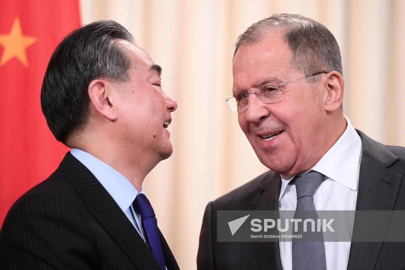 Meeting of Russian and Chinese Foreign Ministers Sergei Lavrov and Wang Yi