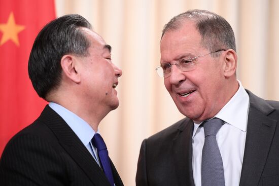 Meeting of Russian and Chinese Foreign Ministers Sergei Lavrov and Wang Yi