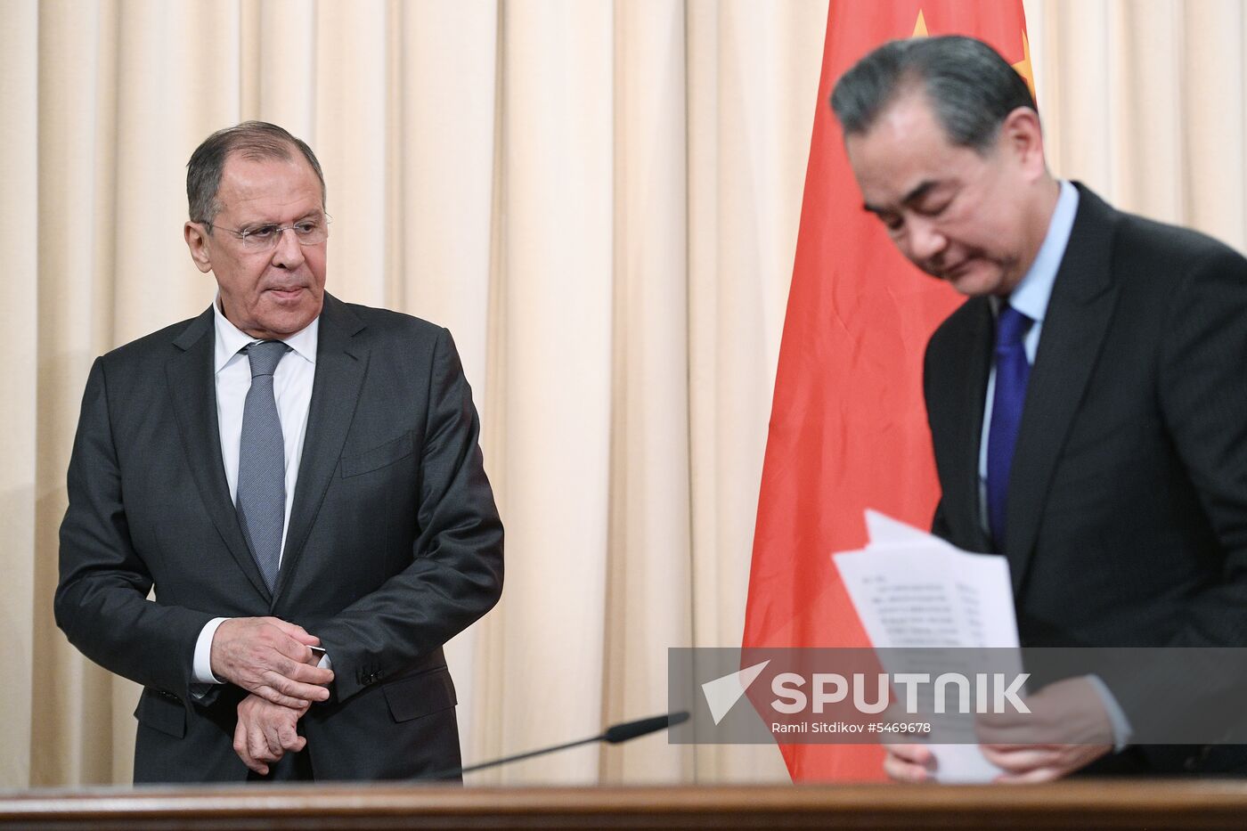 Meeting of Russian and Chinese Foreign Ministers Sergei Lavrov and Wang Yi
