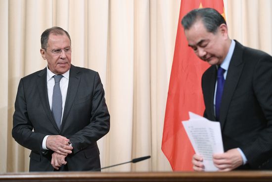 Meeting of Russian and Chinese Foreign Ministers Sergei Lavrov and Wang Yi