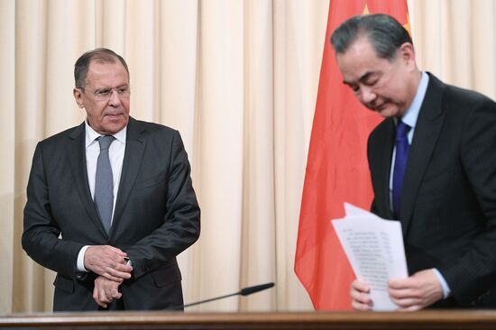 Meeting of Russian and Chinese Foreign Ministers Sergei Lavrov and Wang Yi