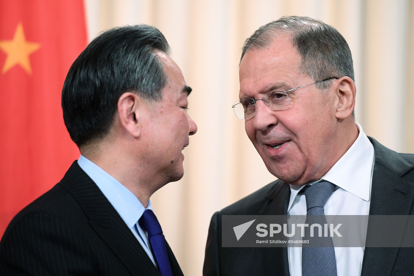 Meeting of Russian and Chinese Foreign Ministers Sergei Lavrov and Wang Yi