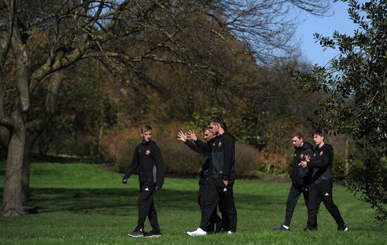 CSKA footballers walk in Regent's Park