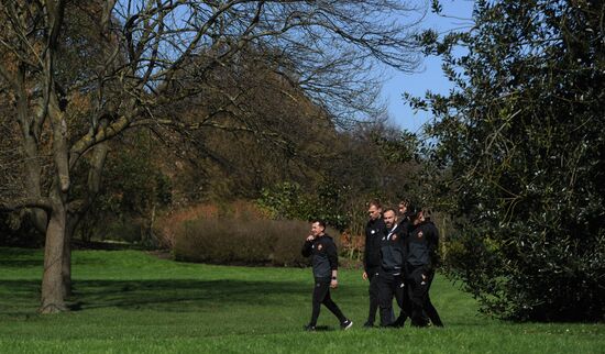 CSKA footballers walk in Regent's Park