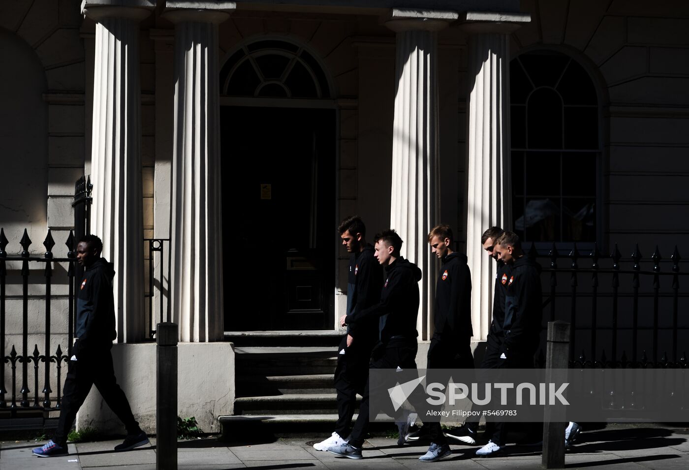 CSKA footballers walk in Regent's Park