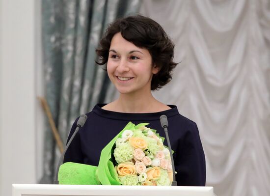 President Vladimir Putin presents presidential prizes to young culture professionals and for writing and art for children