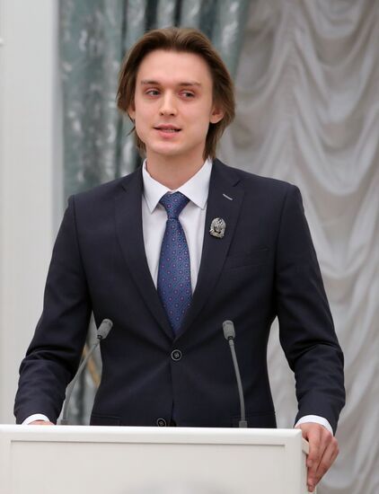 President Vladimir Putin presents presidential prizes to young culture professionals and for writing and art for children