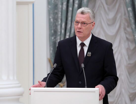 President Vladimir Putin presents presidential prizes to young culture professionals and for writing and art for children