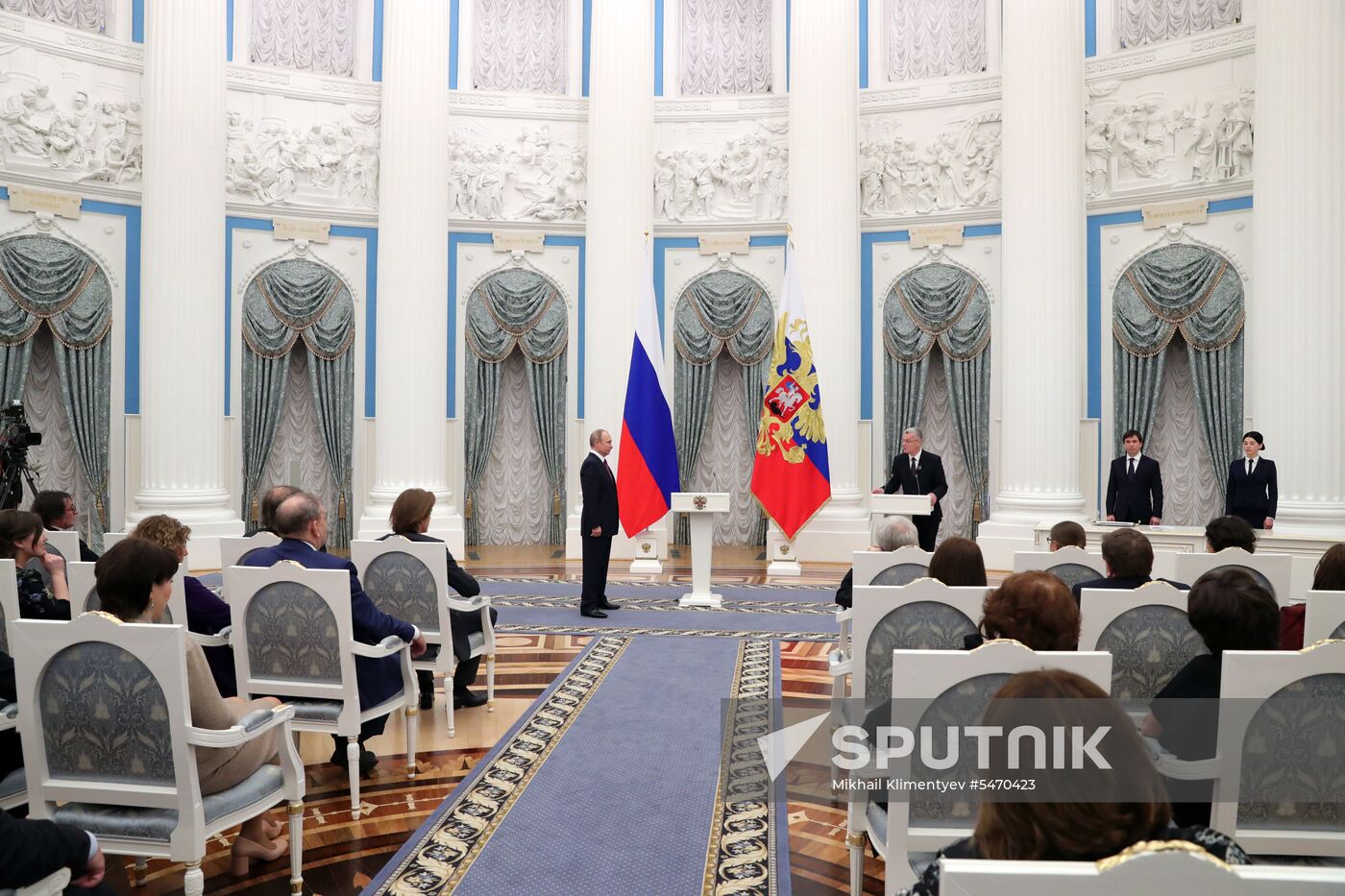 President Vladimir Putin presents presidential prizes to young culture professionals and for writing and art for children