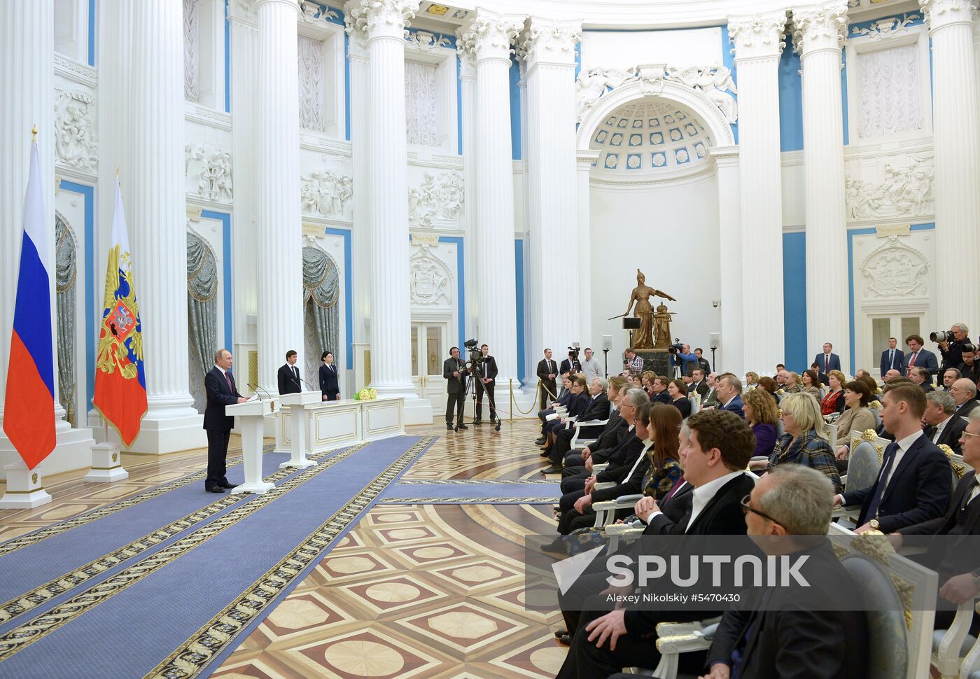 President Vladimir Putin presents presidential prizes to young culture professionals and for writing and art for children