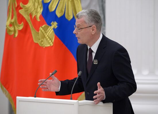 President Vladimir Putin presents presidential prizes to young culture professionals and for writing and art for children