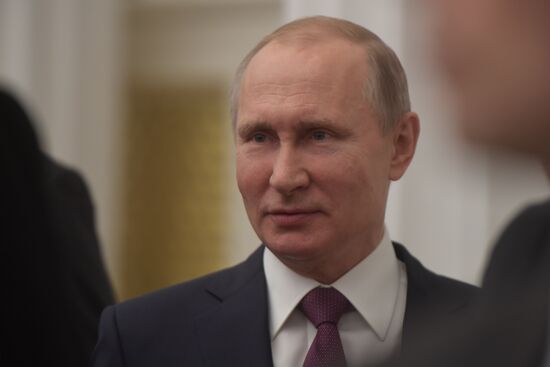 President Vladimir Putin presents presidential prizes to young culture professionals and for writing and art for children