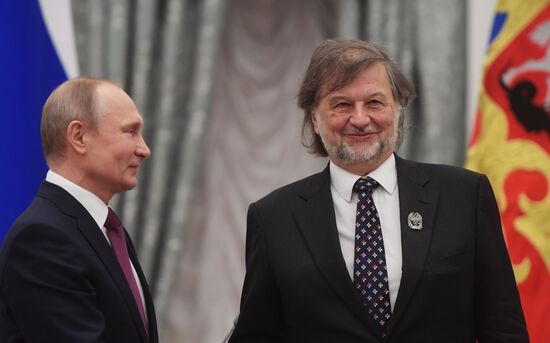 President Vladimir Putin presents presidential prizes to young culture professionals and for writing and art for children