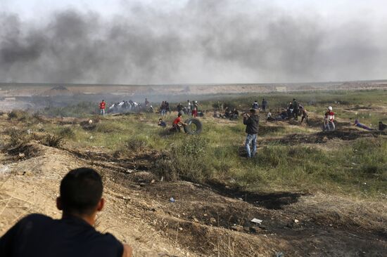 Protests on Gaza Strip's border with Israel