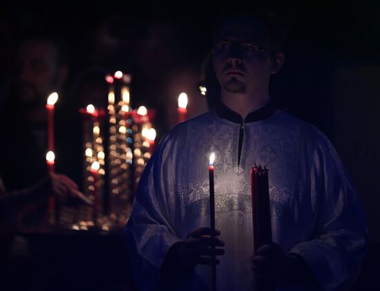 Easter service at the Christ the Savior Cathedral