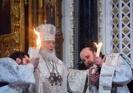 Easter service at the Christ the Savior Cathedral