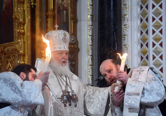 Easter service at the Christ the Savior Cathedral