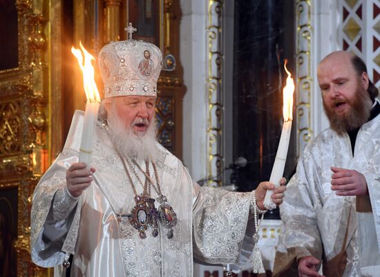 Easter service at the Christ the Savior Cathedral