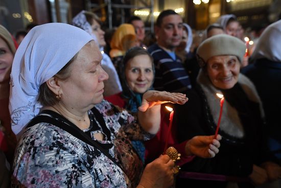 Easter service at the Christ the Savior Cathedral