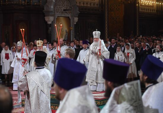 Easter service at the Christ the Savior Cathedral