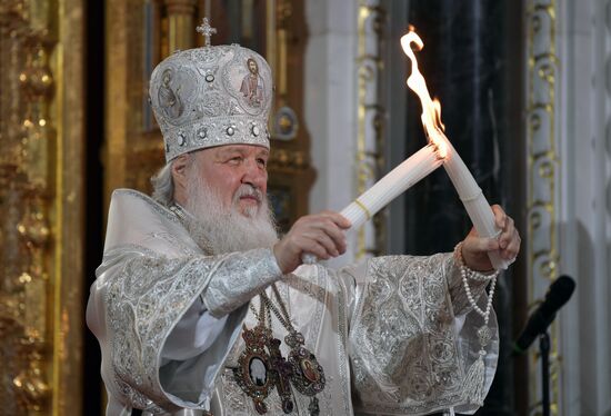 Easter service at the Christ the Savior Cathedral