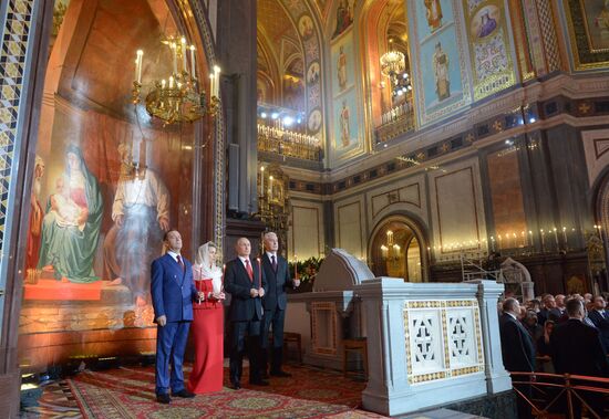 Russian President Vladimir Putin and Russian Prime Minister attend Easter service
