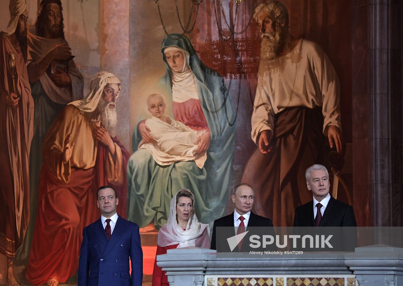 Russian President Vladimir Putin and Russian Prime Minister attend Easter service
