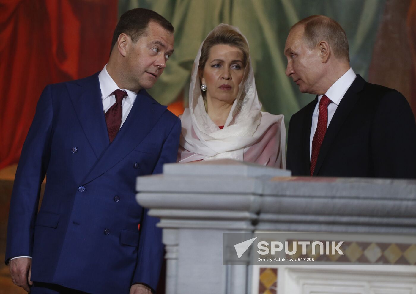 Russian President Vladimir Putin and Russian Prime Minister attend Easter service