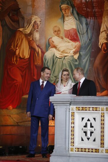 Russian President Vladimir Putin and Russian Prime Minister attend Easter service