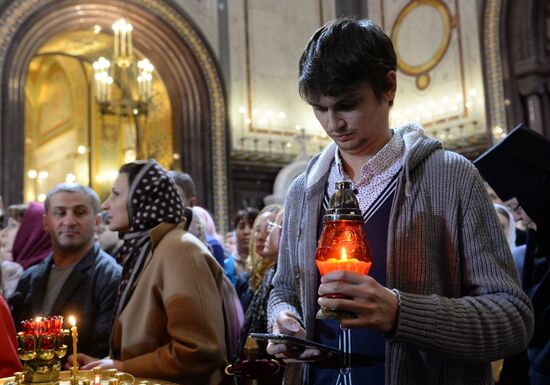Easter service at the Christ the Savior Cathedral