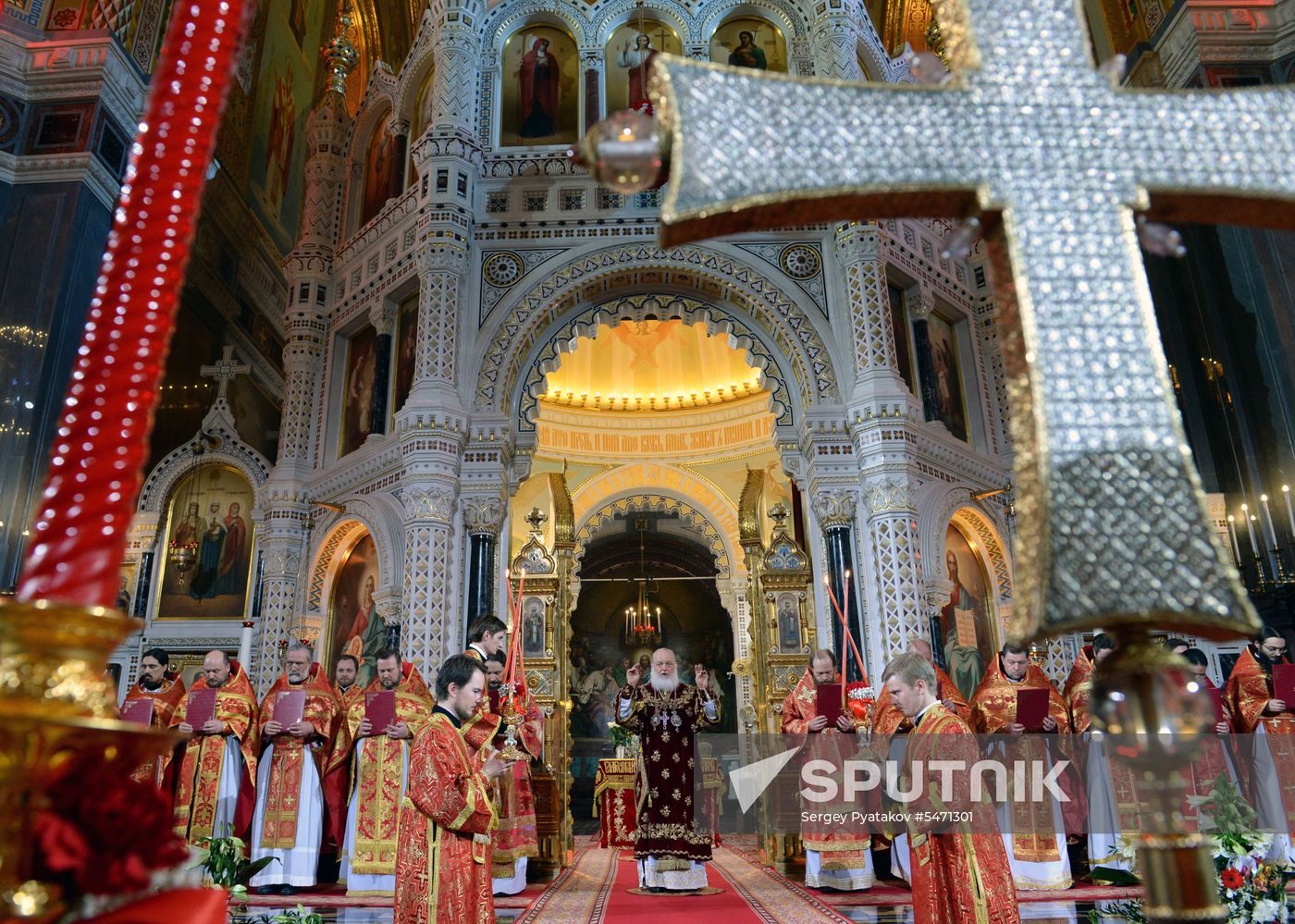 Easter service at the Christ the Savior Cathedral