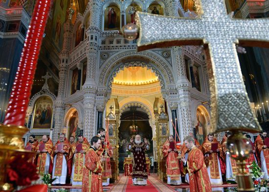 Easter service at the Christ the Savior Cathedral