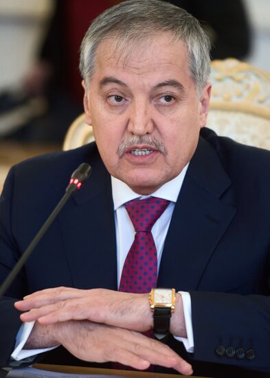 Russia's Foreign Minister Sergei Lavrov meets with his Tajikistan's counterpart Sirodjidin Aslov