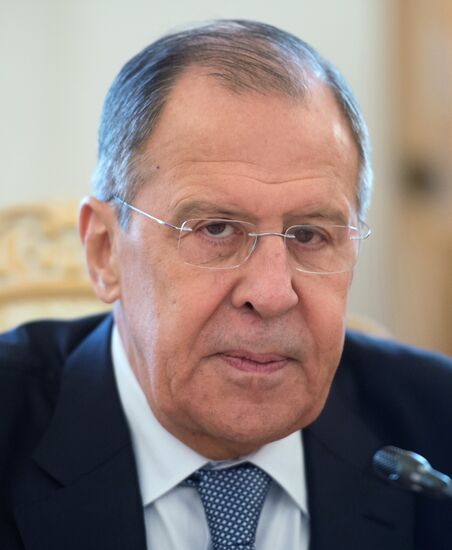 Russia's Foreign Minister Sergei Lavrov meets with his Tajikistan's counterpart Sirodjidin Aslov
