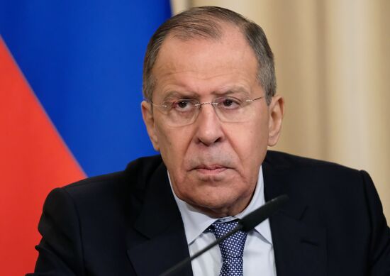 Russia's Foreign Minister Sergei Lavrov meets with his Tajikistan's counterpart Sirodjidin Aslov