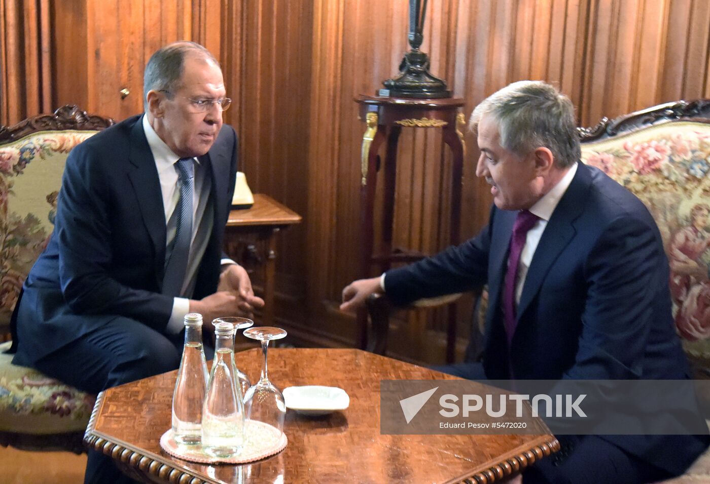 Russia's Foreign Minister Sergei Lavrov meets with his Tajikistan's counterpart Sirodjidin Aslov