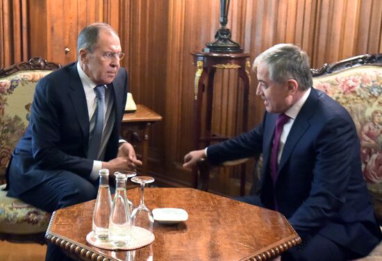 Russia's Foreign Minister Sergei Lavrov meets with his Tajikistan's counterpart Sirodjidin Aslov