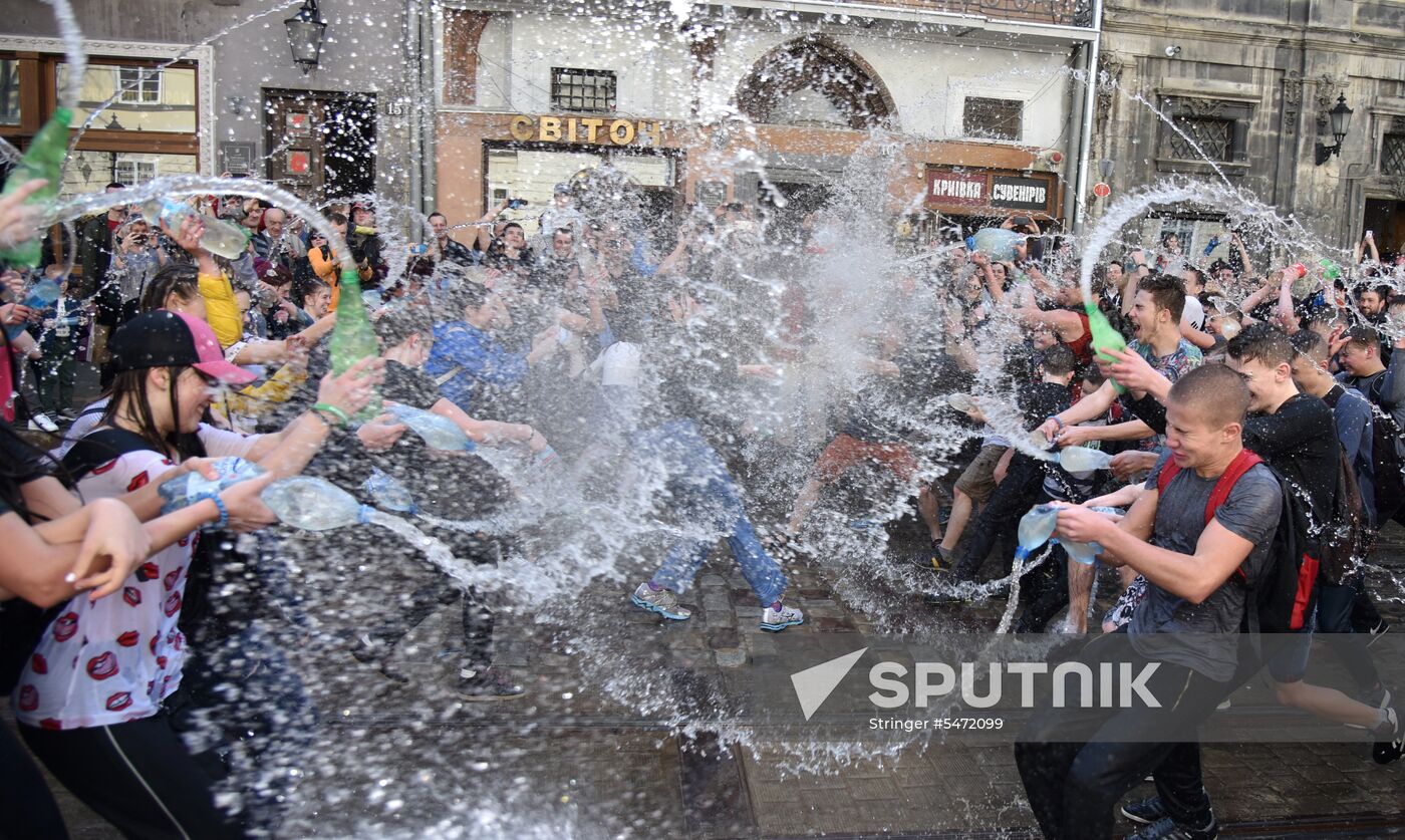 Monday water festival in Lvov